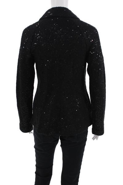 Banana Republic Womens Collared Single Button Sequined Blazer Black Size 4