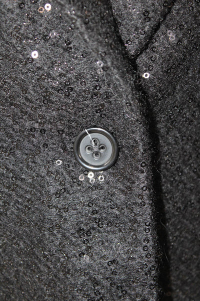 Banana Republic Womens Collared Single Button Sequined Blazer Black Size 4