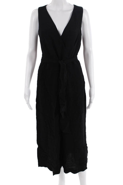 French Connection Womens V-Neck Jumpsuit Black Size 6