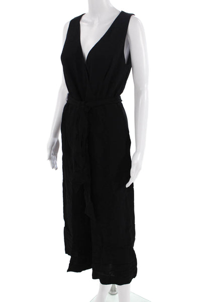 French Connection Womens V-Neck Jumpsuit Black Size 6