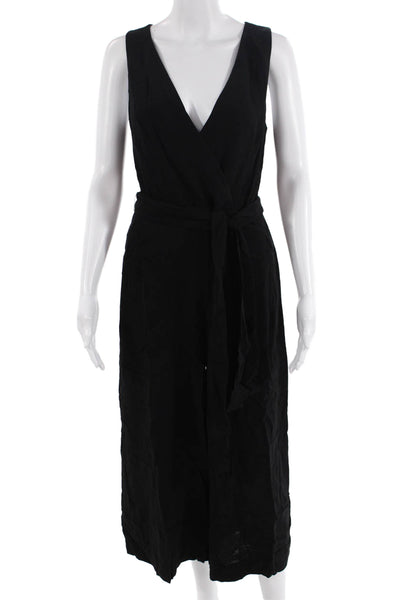 French Connection Womens V-Neck Jumpsuit Black Size 4