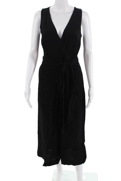 French Connection Womens V-Neck Jumpsuit Black Size 2
