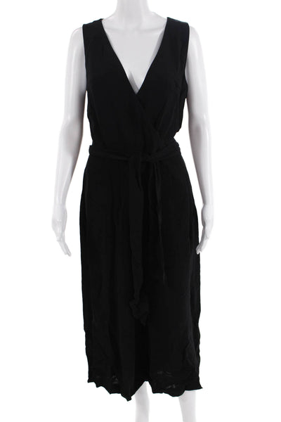 French Connection Womens V-Neck Jumpsuit Black Size 8