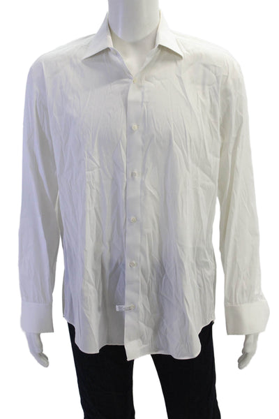 Bonobos Mens Cotton Collared Long Sleeve Classic Button Up Shirt White Size 16.5
