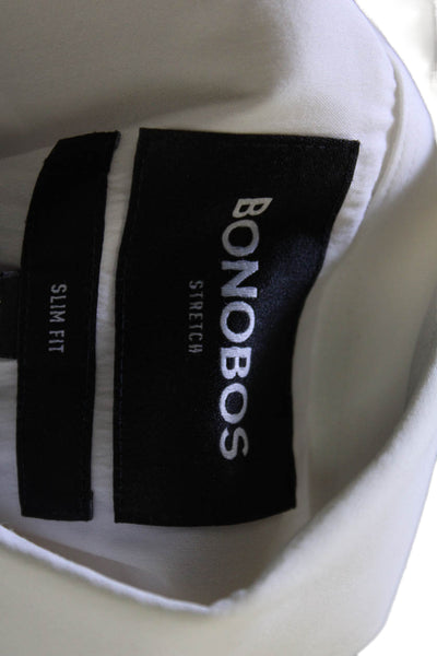 Bonobos Mens Cotton Collared Long Sleeve Classic Button Up Shirt White Size 16.5