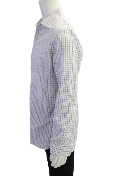 Bonobos Mens Cotton Collared Checkered Print Button Up Shirt White Size 16