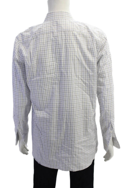 Bonobos Mens Cotton Collared Checkered Print Button Up Shirt White Size 16