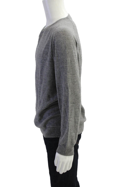 J Crew Mens Cotton Round Neck Long Sleeve Pullover Sweater Light Gray Size L