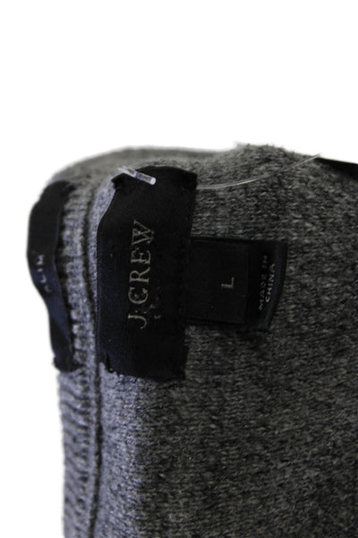 J Crew Mens Cotton Round Neck Long Sleeve Pullover Sweater Light Gray Size L