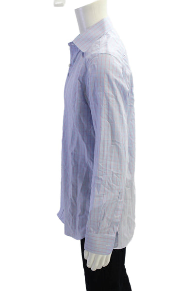 Bonobos Mens Cotton Collared Checkered Print Button Up Shirt Blue Size 16