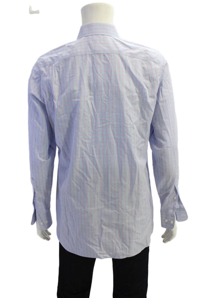 Bonobos Mens Cotton Collared Checkered Print Button Up Shirt Blue Size 16