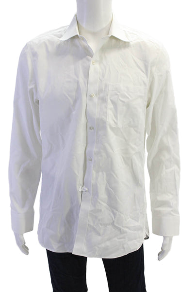 Bonobos Mens Cotton Collared Long Sleeve Classic Button Up Shirt White Size 16