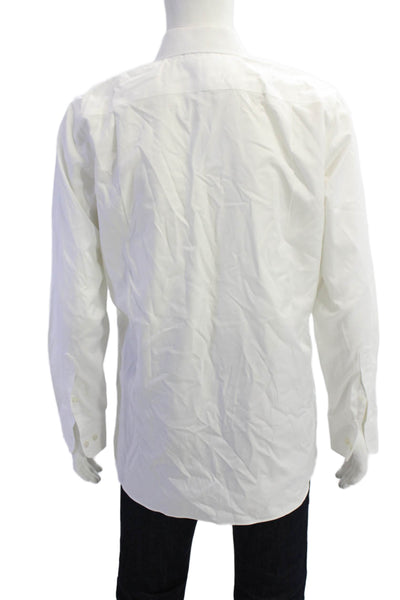Bonobos Mens Cotton Collared Long Sleeve Classic Button Up Shirt White Size 16