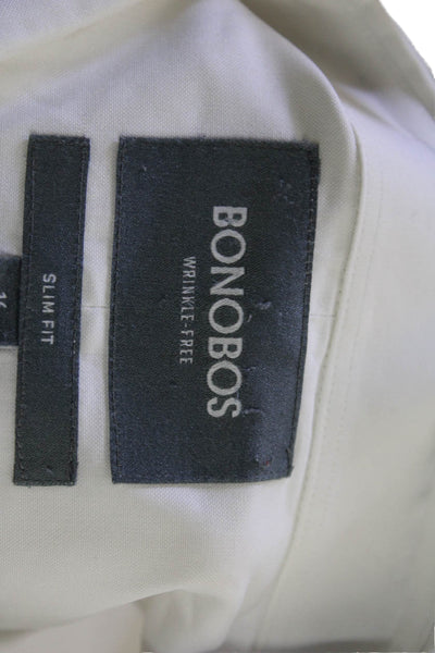Bonobos Mens Cotton Collared Long Sleeve Classic Button Up Shirt White Size 16