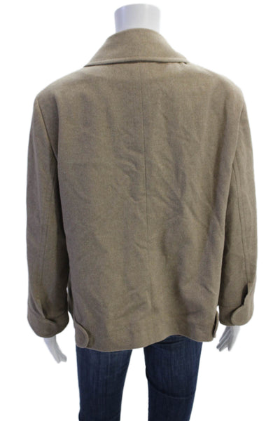 Akris Punto Womens Collar Buttoned Lined Long Sleeve Jacket Brown Size 14