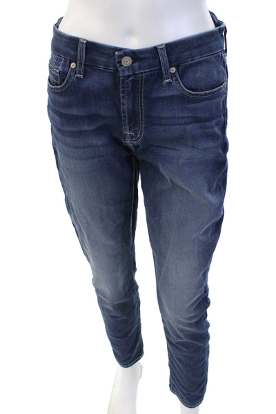 7 For All Mankind Womens Medium Wash High Waisted Skinny Jeans Blue Size 29