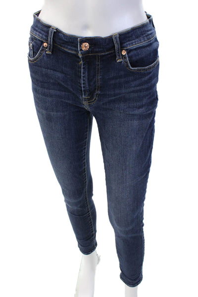 7 For All Mankind Womens B(air) The Ankle Skinny Leg Jeans Blue Size 28