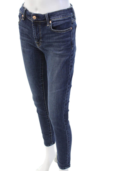 7 For All Mankind Womens B(air) The Ankle Skinny Leg Jeans Blue Size 28
