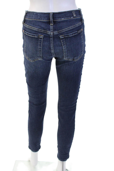 7 For All Mankind Womens B(air) The Ankle Skinny Leg Jeans Blue Size 28