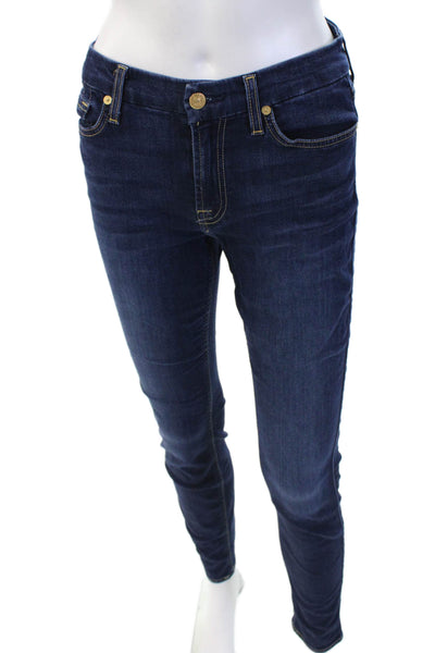 7 For All Mankind Womens Dark Wash The Skinny Leg Jeans Blue Size 27