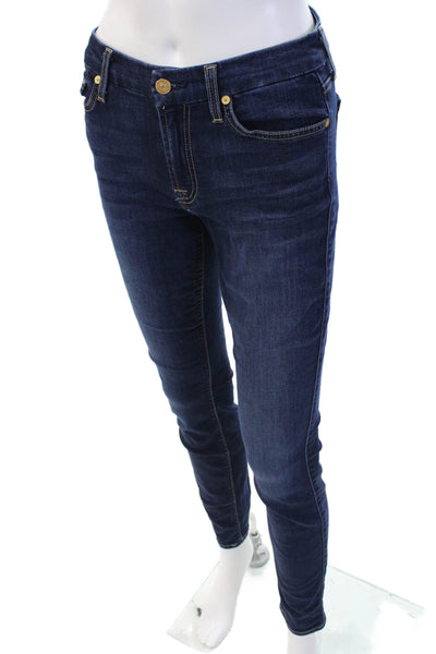 7 For All Mankind Womens Dark Wash The Skinny Leg Jeans Blue Size 27