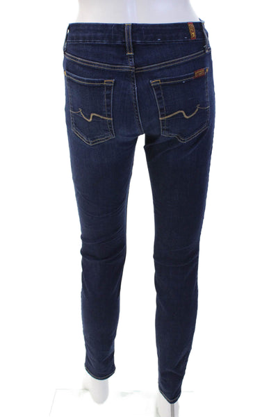 7 For All Mankind Womens Dark Wash The Skinny Leg Jeans Blue Size 27