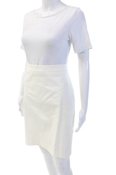 J Crew Womens Stretch Cotton Zip Back Lined Pencil Skirt Cream Size 6