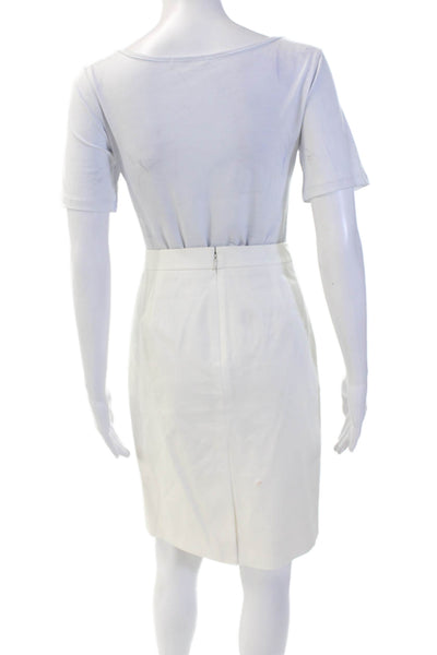 J Crew Womens Stretch Cotton Zip Back Lined Pencil Skirt Cream Size 6