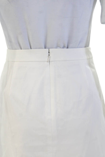 J Crew Womens Stretch Cotton Zip Back Lined Pencil Skirt Cream Size 6