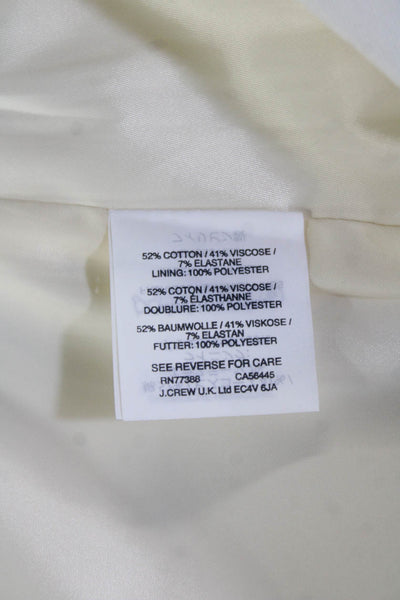 J Crew Womens Stretch Cotton Zip Back Lined Pencil Skirt Cream Size 6