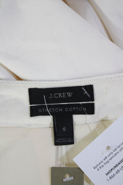 J Crew Womens Stretch Cotton Zip Back Lined Pencil Skirt Cream Size 6