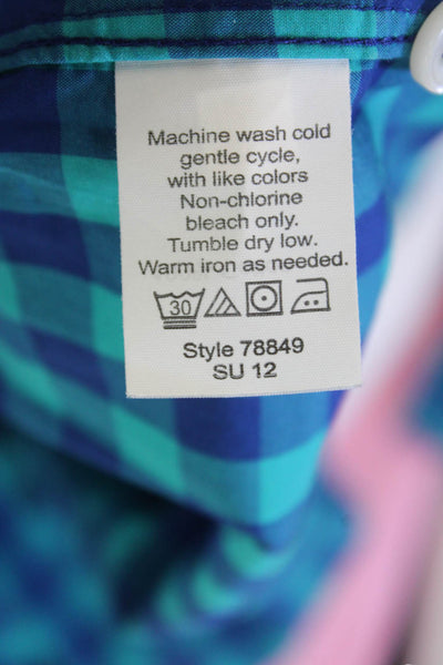 J Crew Mens Cotton Checkered Collared Button Up Shirt Blue Size XLT
