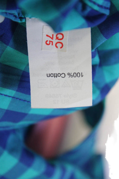 J Crew Mens Cotton Checkered Collared Button Up Shirt Blue Size XLT