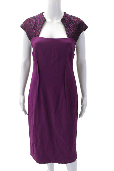 Lida Baday Women's Sleeveless Colorblock Mesh Midi Dress Purple Size 10