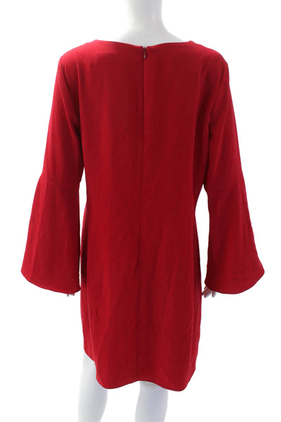 Amanda Uprichard Women's V-Neck Short Sleeves Mini Shift Dress Red Size L