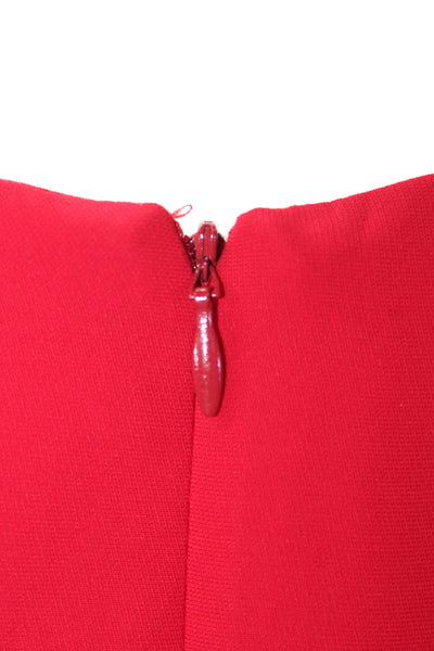 Amanda Uprichard Women's V-Neck Short Sleeves Mini Shift Dress Red Size L