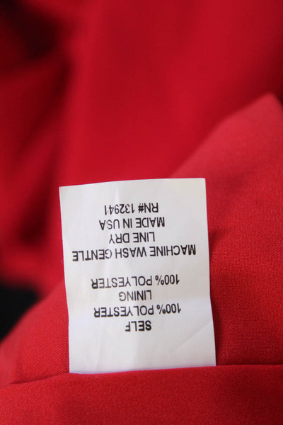 Amanda Uprichard Women's V-Neck Short Sleeves Mini Shift Dress Red Size L