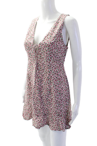 Zara Women's V-Neck Sleeveless Smocked Mini Floral Dress Size L