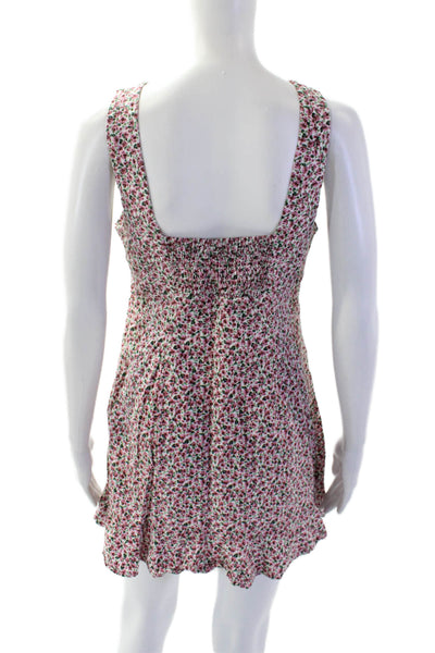 Zara Women's V-Neck Sleeveless Smocked Mini Floral Dress Size L