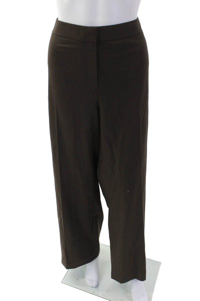 Lafayette 148 New York Womens Wide Leg Menswear Dress Pants Brown Wool Size 12