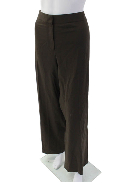 Lafayette 148 New York Womens Wide Leg Menswear Dress Pants Brown Wool Size 12