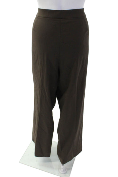 Lafayette 148 New York Womens Wide Leg Menswear Dress Pants Brown Wool Size 12