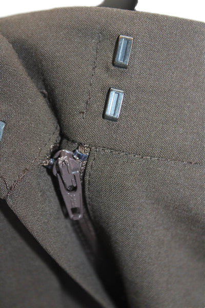 Lafayette 148 New York Womens Wide Leg Menswear Dress Pants Brown Wool Size 12