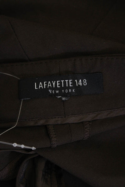Lafayette 148 New York Womens Wide Leg Menswear Dress Pants Brown Wool Size 12