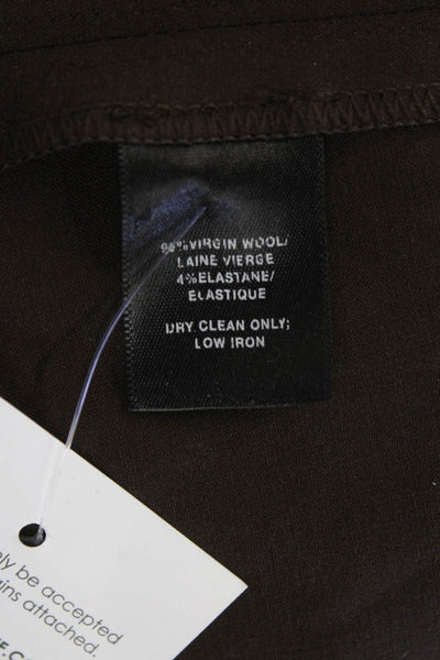 Lafayette 148 New York Womens Wide Leg Menswear Dress Pants Brown Wool Size 12