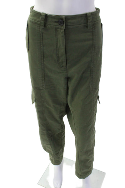 Derek Lam 10 Crosby Womens High Rise Slim Leg Cargo Pants Green Cotton Size 14