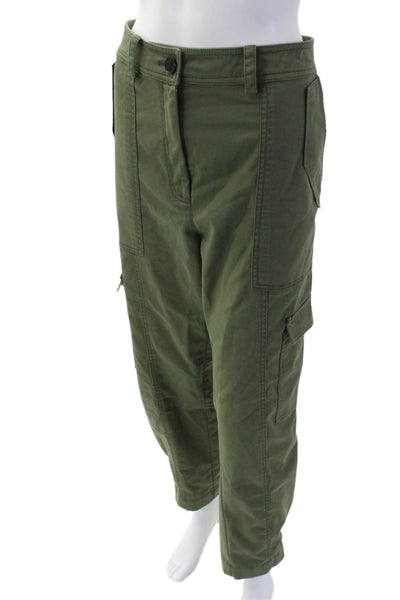 Derek Lam 10 Crosby Womens High Rise Slim Leg Cargo Pants Green Cotton Size 14