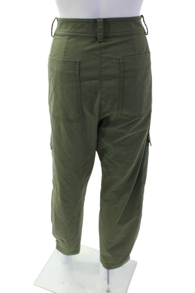 Derek Lam 10 Crosby Womens High Rise Slim Leg Cargo Pants Green Cotton Size 14
