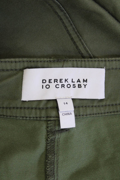 Derek Lam 10 Crosby Womens High Rise Slim Leg Cargo Pants Green Cotton Size 14