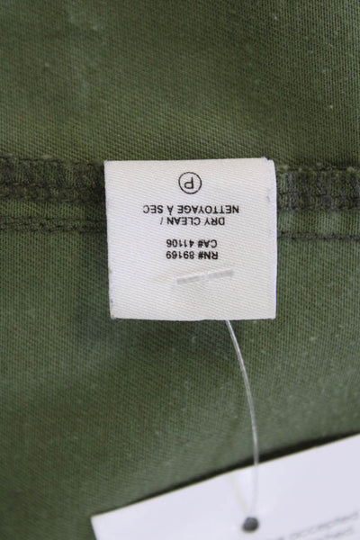 Derek Lam 10 Crosby Womens High Rise Slim Leg Cargo Pants Green Cotton Size 14